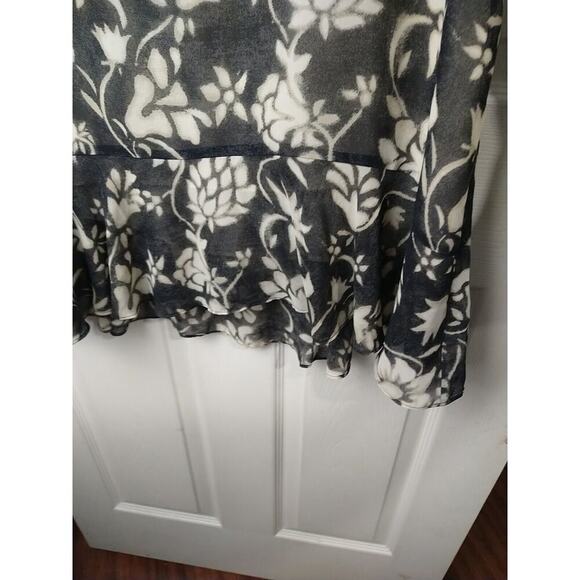 Linea Women's M Babydoll Blouse Semi Sheer Oversized Flare Sleeve - Picture 7 of 10